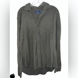 Polo Ralph Lauren Gray Cotton Long-Sleeve Button Down Polo Shirt Size L